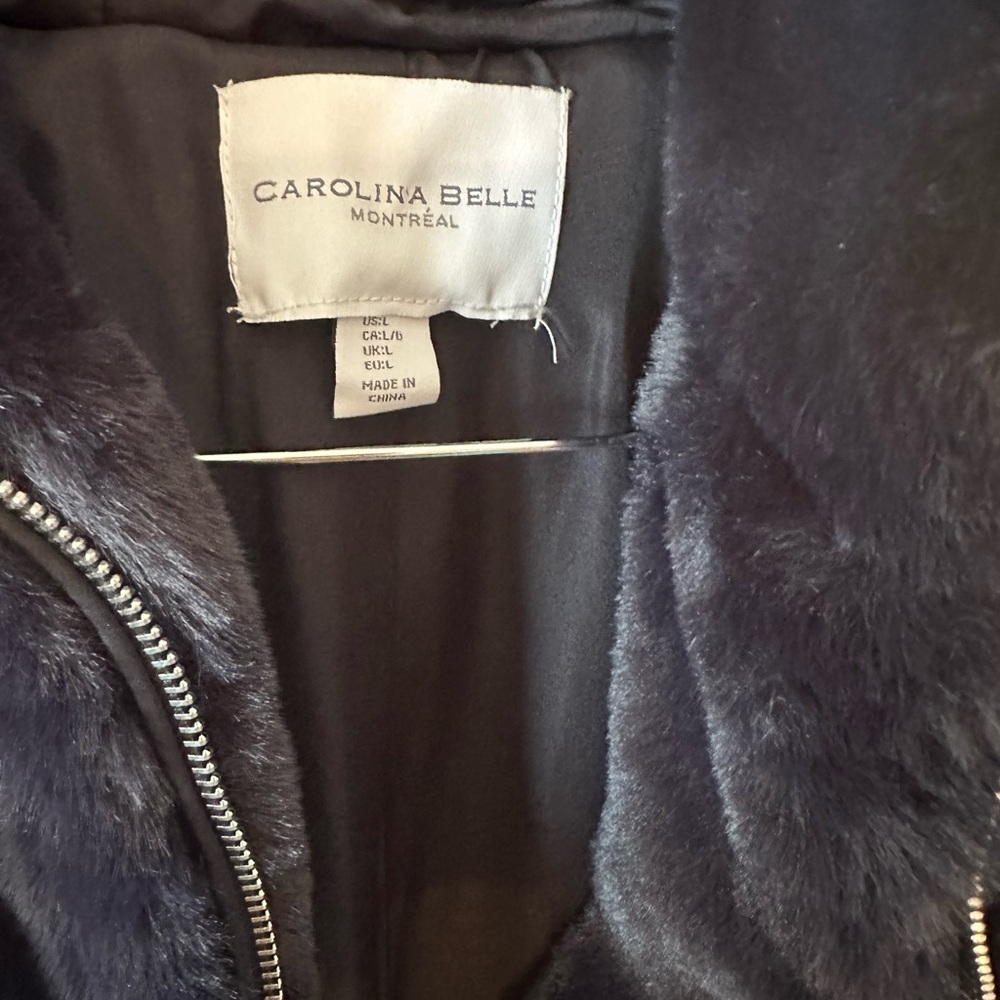Midnight Blue Faux Fur Hooded Jacket - Picture 5 of 5